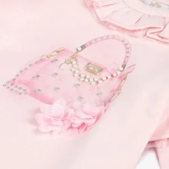 Girls Pink Handbag Sweatshirt Dress