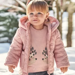 Girls Pink Hearts Quilted Jacket
