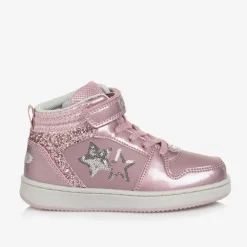 Girls Pink High Top Heart Trainers