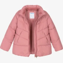 Girls Pink Hooded Puffer Coat