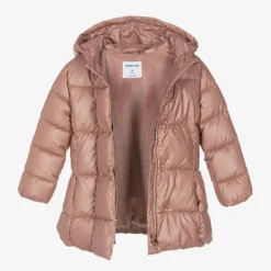 Girls Pink Hooded Puffer Coat