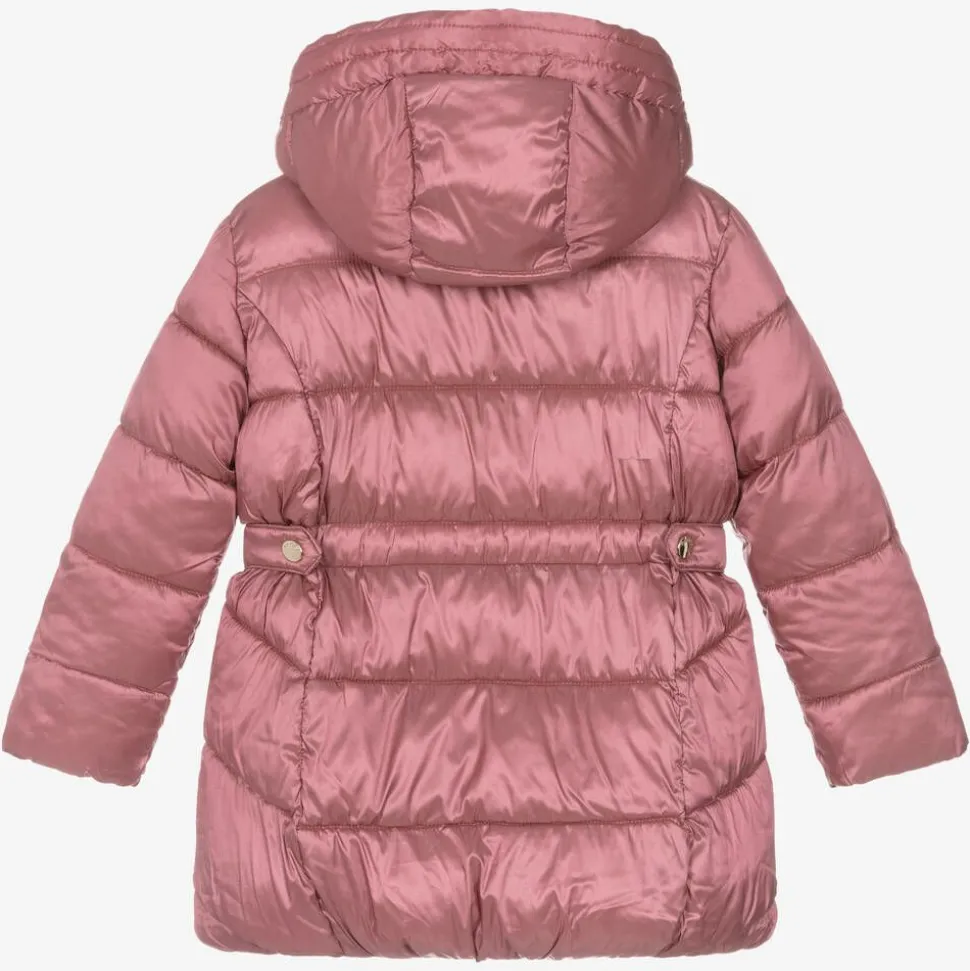 Girls Pink Hooded Puffer Coat