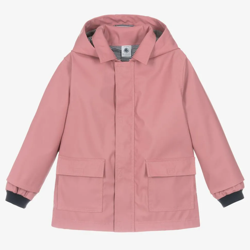 Girls Pink Hooded Raincoat