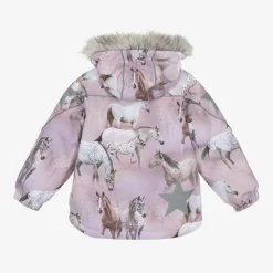 Girls Pink Horse Padded Ski Jacket