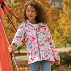 Girls Pink Horse Print Raincoat