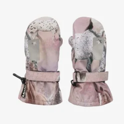 Girls Pink Horses Insulated Mittens