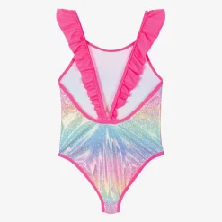 Girls Pink Iridescent Swimsuit