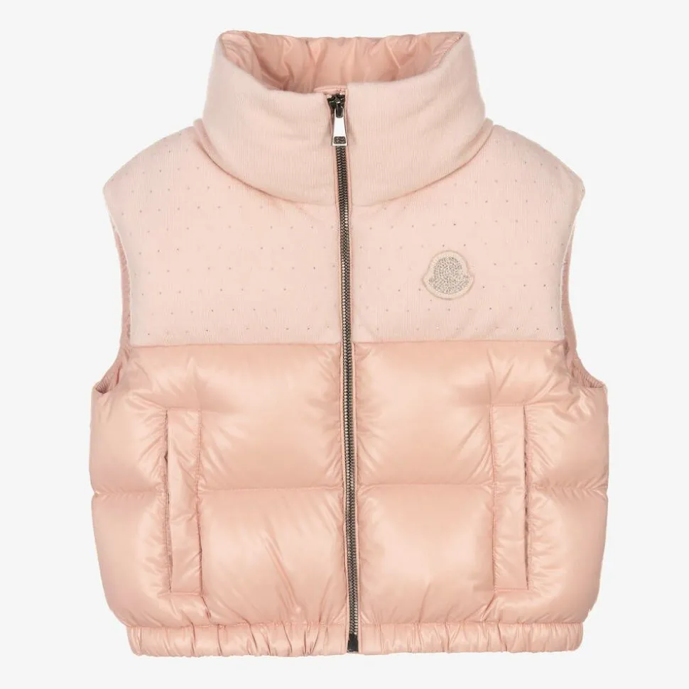 Girls Pink Knit & Down Padded Suzan Gilet