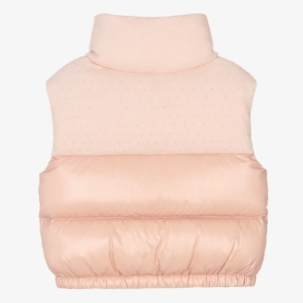 Girls Pink Knit & Down Padded Suzan Gilet