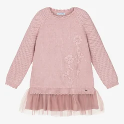 Girls Pink Knitted Dress