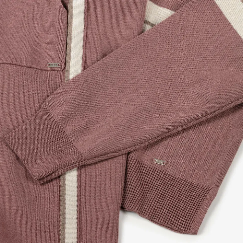 Girls Pink Knitted Stripe Tracksuit