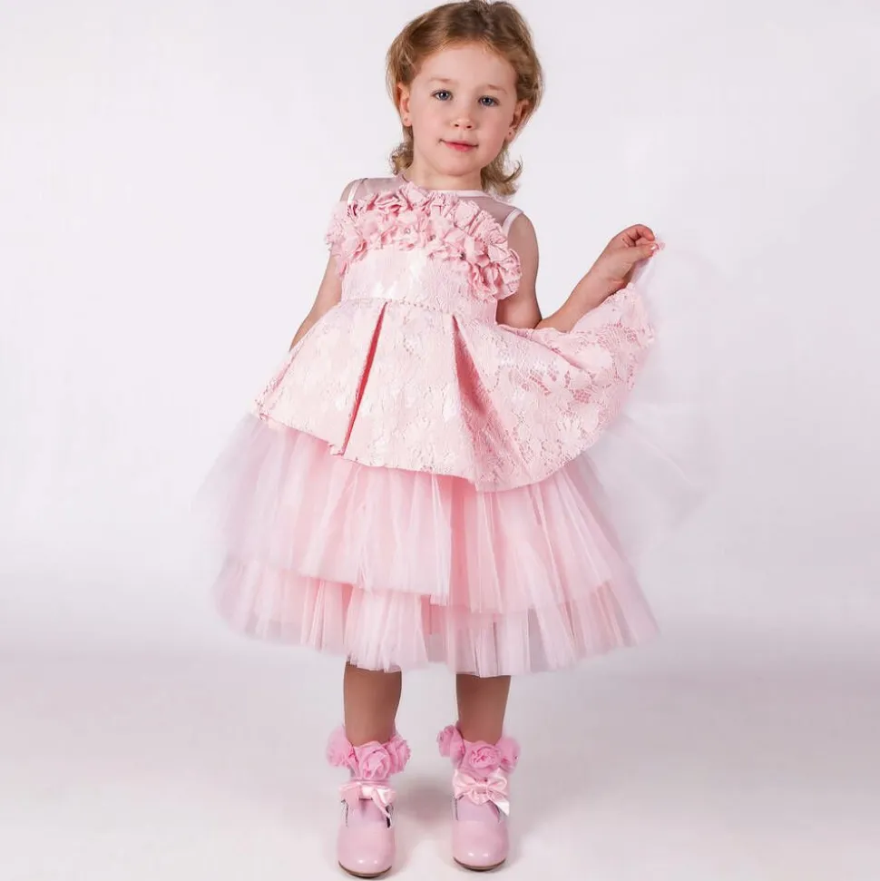 Girls Pink Lace & Tulle Dress