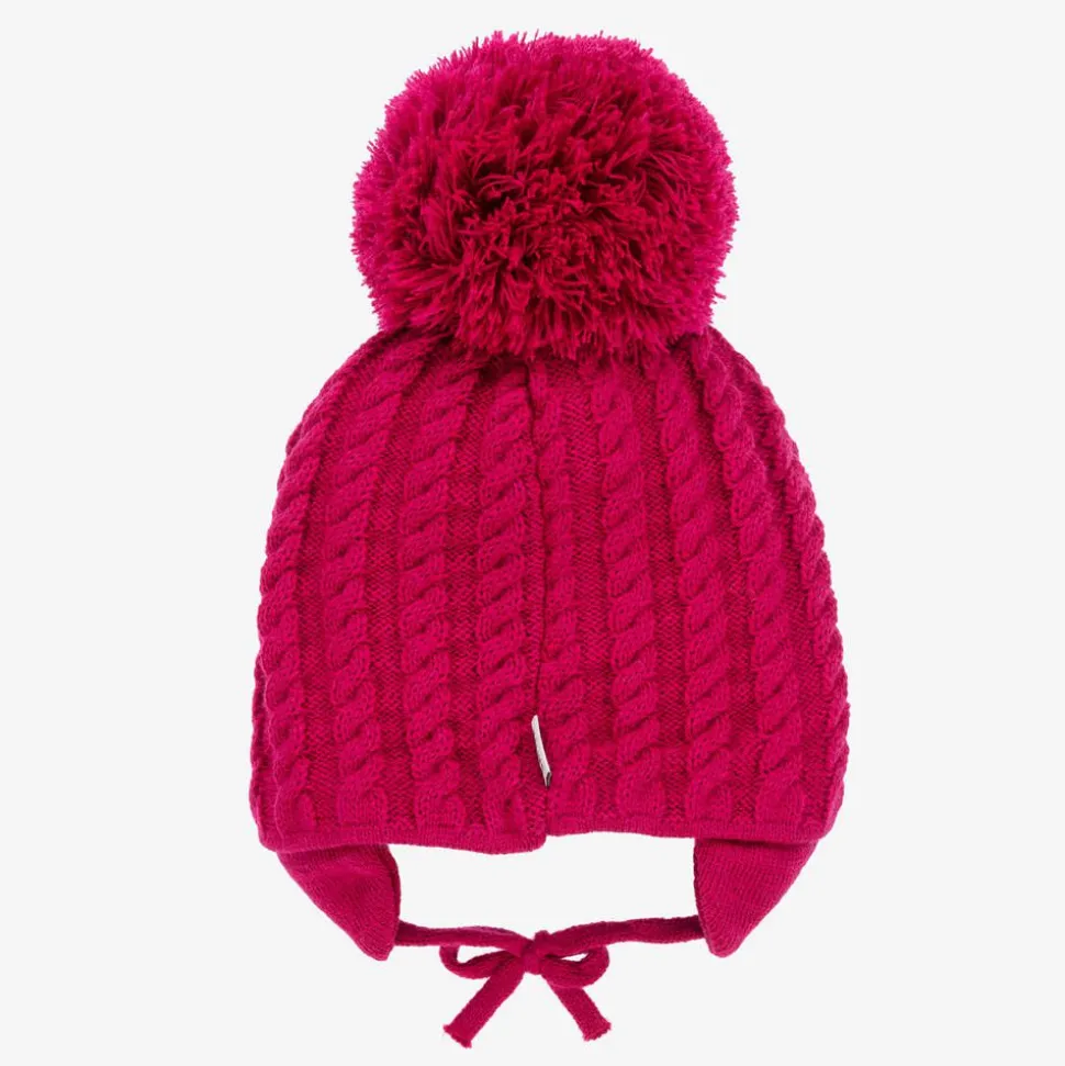 Girls Pink Laura Giant Pom-Pom Beanie