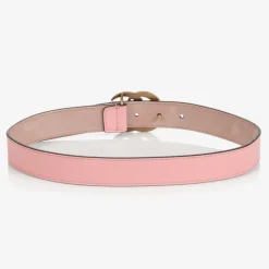 Girls Pink Leather GG Belt