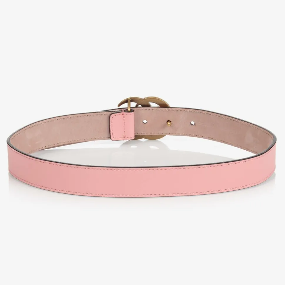 Girls Pink Leather GG Belt