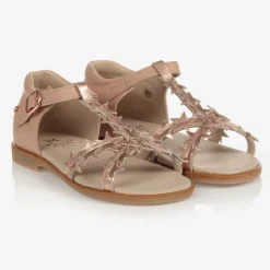 Girls Pink Leather Sandals