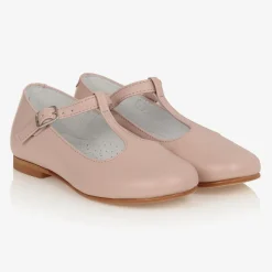 Girls Pink Leather T-Bar Shoes