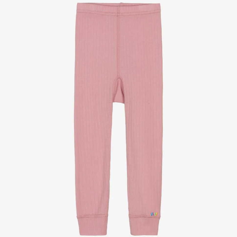 Girls Pink Merino Wool Leggings