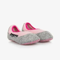 Girls Pink Merino Wool Slippers
