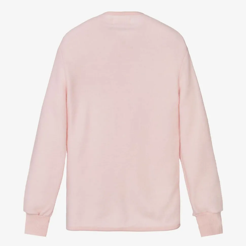 Girls Pink Merino Wool Zip-Up Top