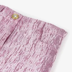 Girls Pink Metallic Jacquard Skirt