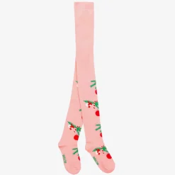 Girls Pink Organic Cotton Festive Tights