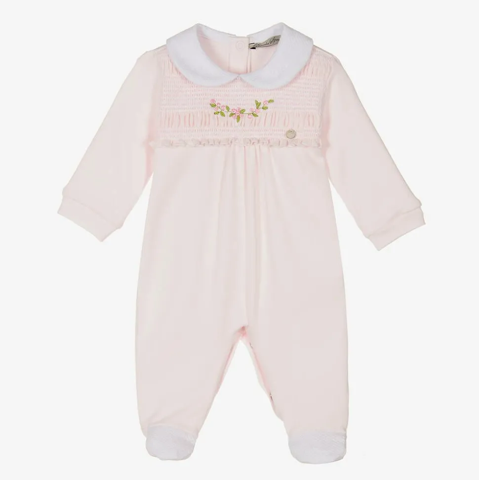 Girls Pink Organic Cotton Babygrow