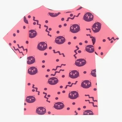 Girls Pink Organic Cotton Cats T-Shirt