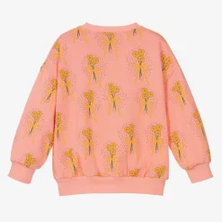Girls Pink Organic Cotton Floral Sweatshirt