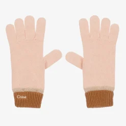 Girls Pink Organic Cotton Knit Gloves
