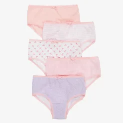 Girls Pink Organic Cotton Knickers (5 Pack)