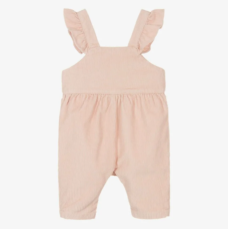 Girls Pink Organic Cotton Dungarees
