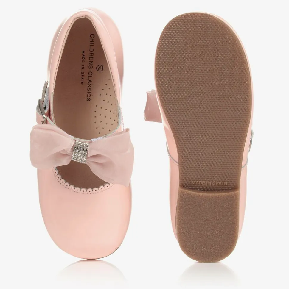 Girls Pink Patent Bow Shoes