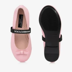 Girls Pink Patent Leather Ballerina Flats