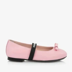 Girls Pink Patent Leather Ballerina Flats
