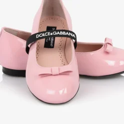 Girls Pink Patent Leather Ballerina Flats