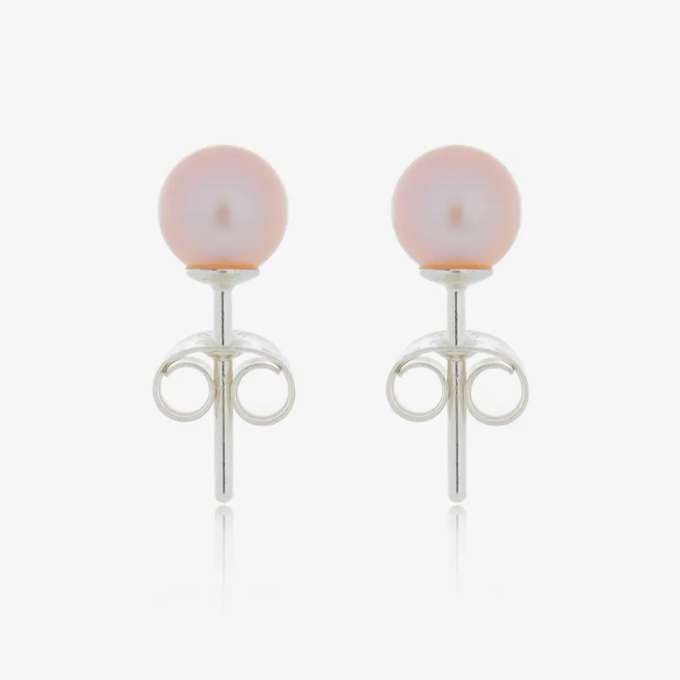 Girls Pink Pearl Earrings (5mm)