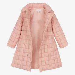 Girls Pink Quilted Coat