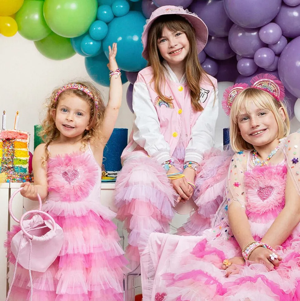 Girls Pink Rainbow Bead Hairband