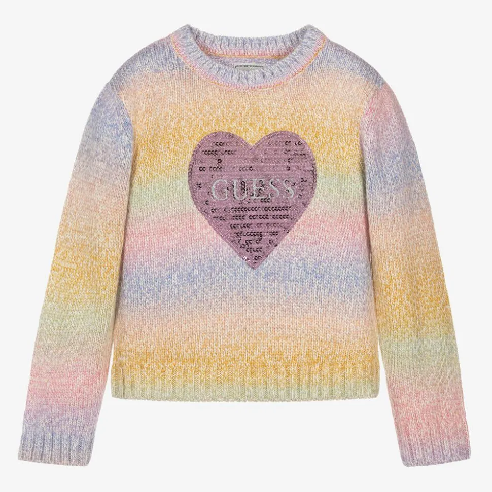 Girls Pink Rainbow Stripe Sweater