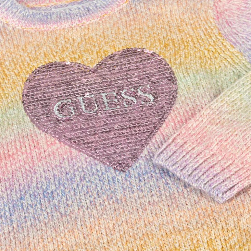 Girls Pink Rainbow Stripe Sweater