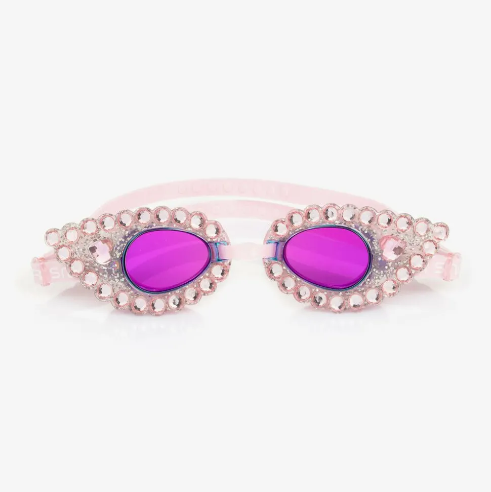 Girls Pink Rhinestone Splash Goggles