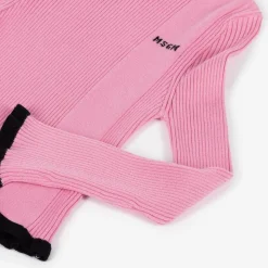 Girls Pink Ribbed Turtleneck Sweater
