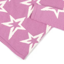 Girls Pink Roll Neck Star Sweater