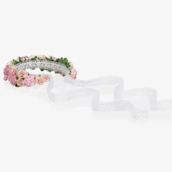 Girls Pink Rose & Lace Garland