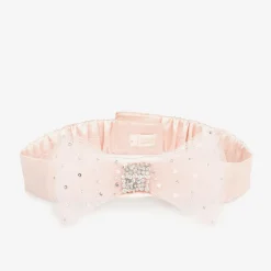 Girls Pink Satin Sequin Bow Belt