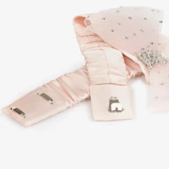 Girls Pink Satin Sequin Bow Belt