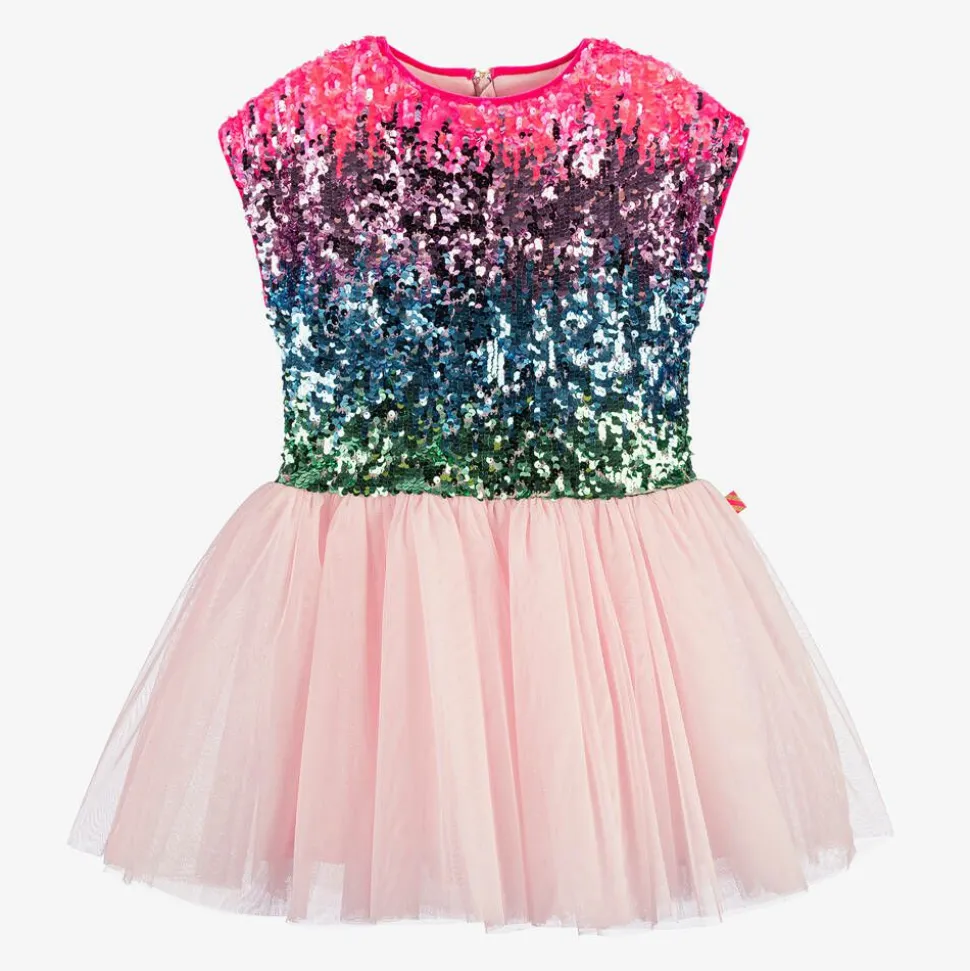 Girls Pink Sequin & Tulle Dress