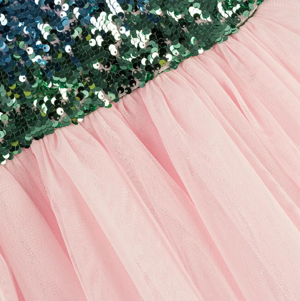 Girls Pink Sequin & Tulle Dress