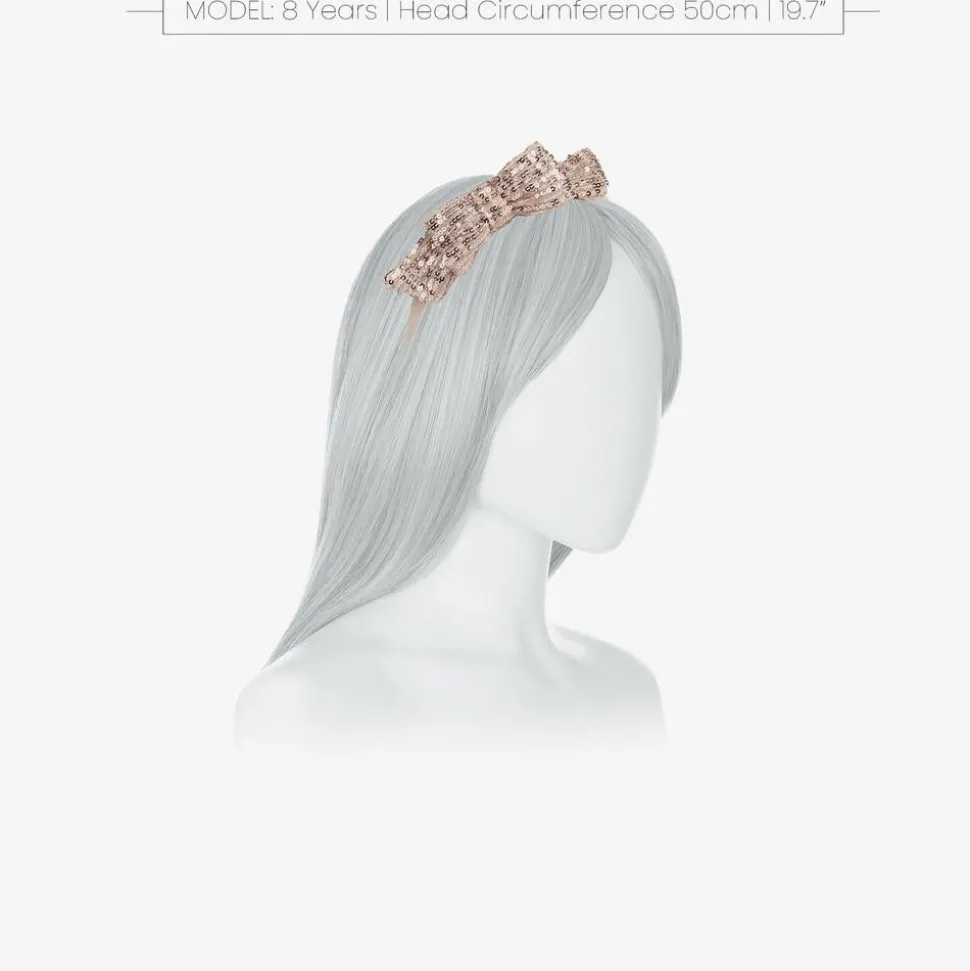 Girls Pink Sequin Bow Hairband